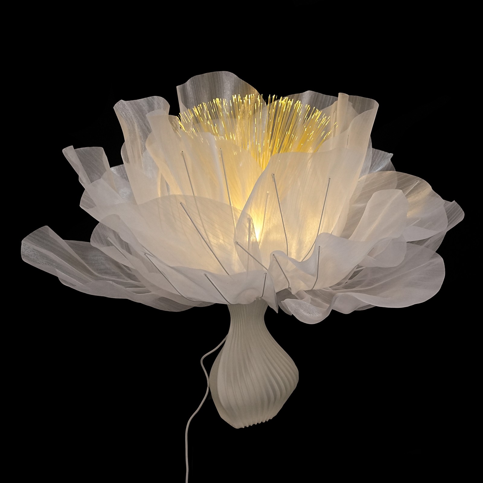Tabletop Electric LED lights Organza Artificial Flower With Vase 17.71*17.71in