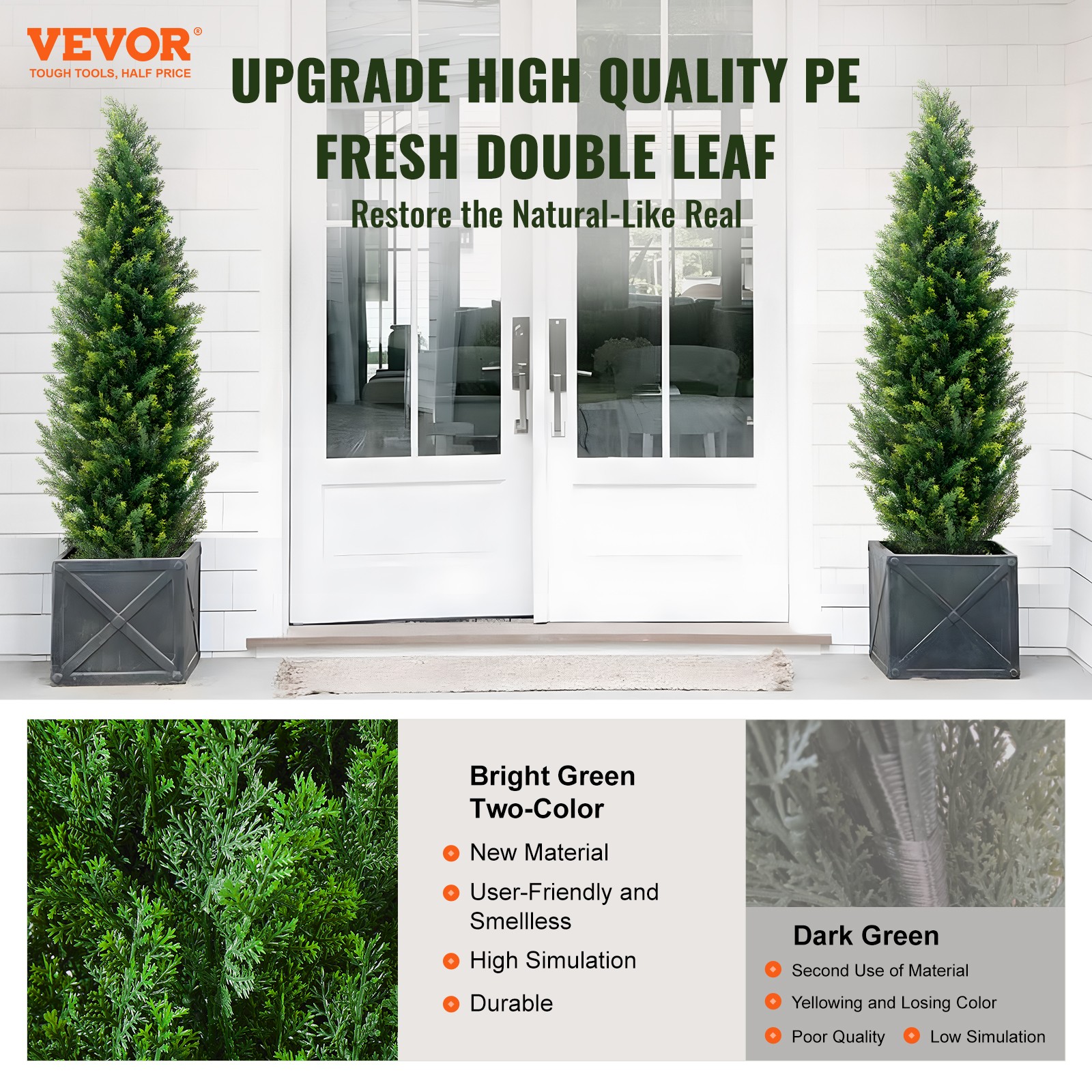 2 Pack 5ft Artificial Cedar Topiary Tree Plant UV Home Decor In/Outdoor