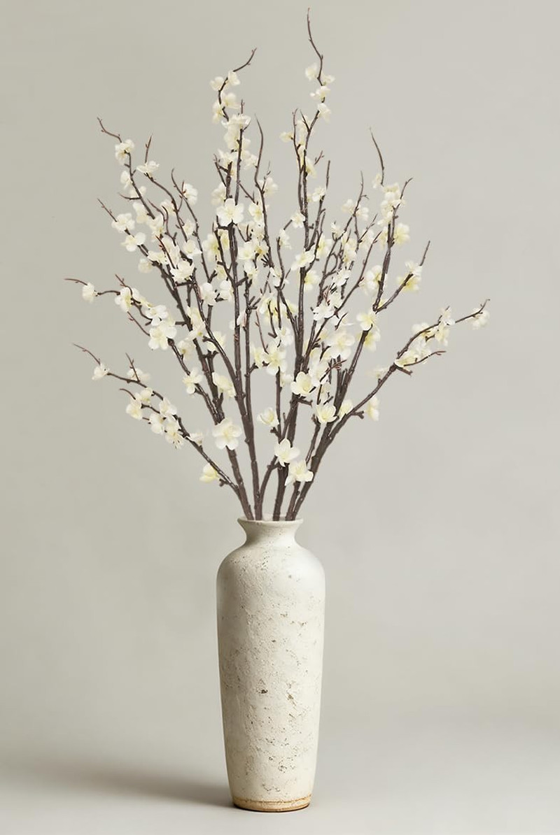 4 Pcs Cherry Blossom Branches 39 Inch White Fake Flowers Spring Decorations for