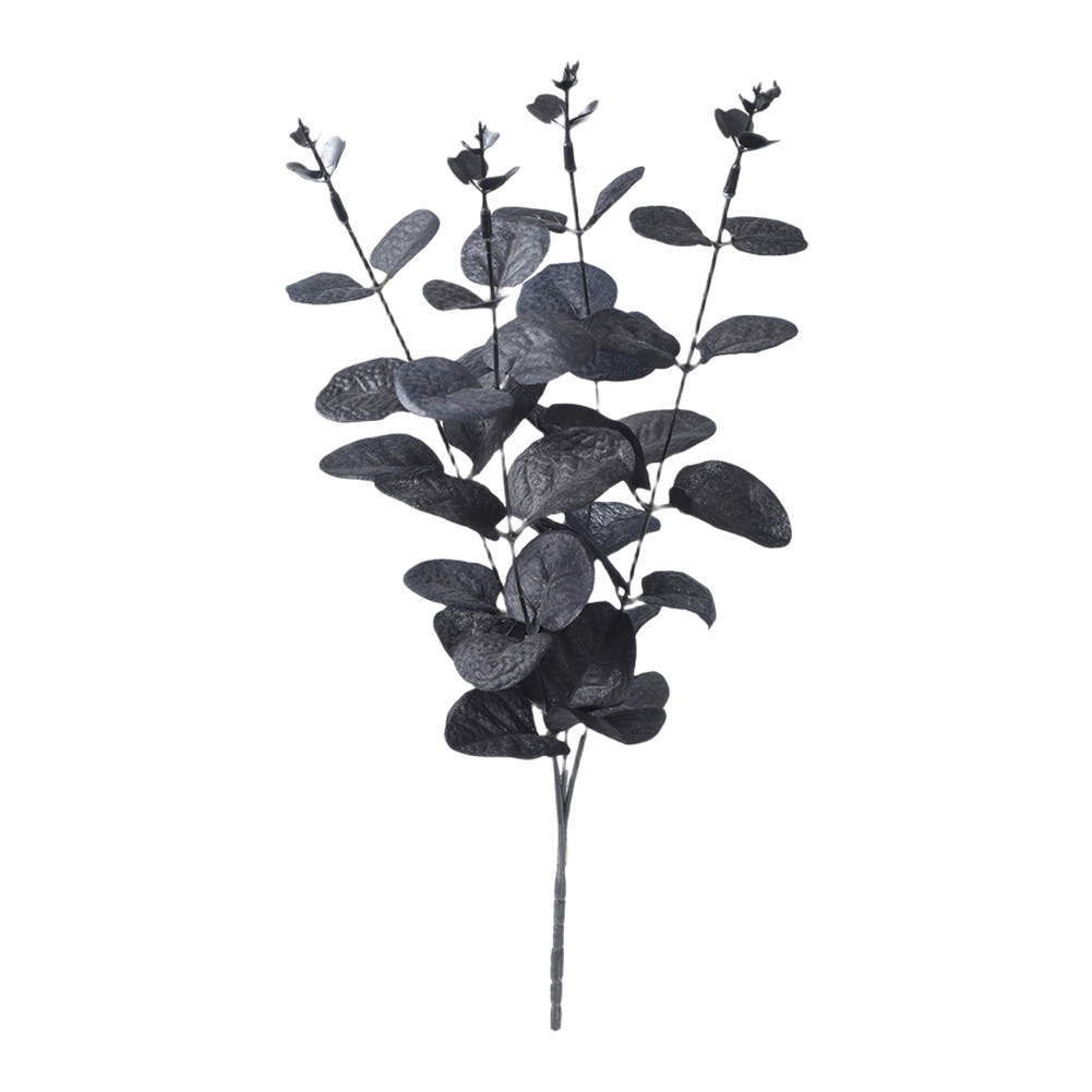 Realistic Black Plastic Eucalyptus Foliage Stems 13.78in for Festive Home Decor