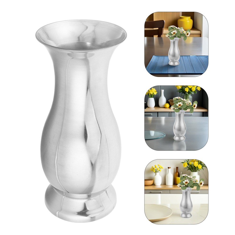 Stainless Steel Flower Vase: Tall Bud Vase – Minimalist Metal Container For