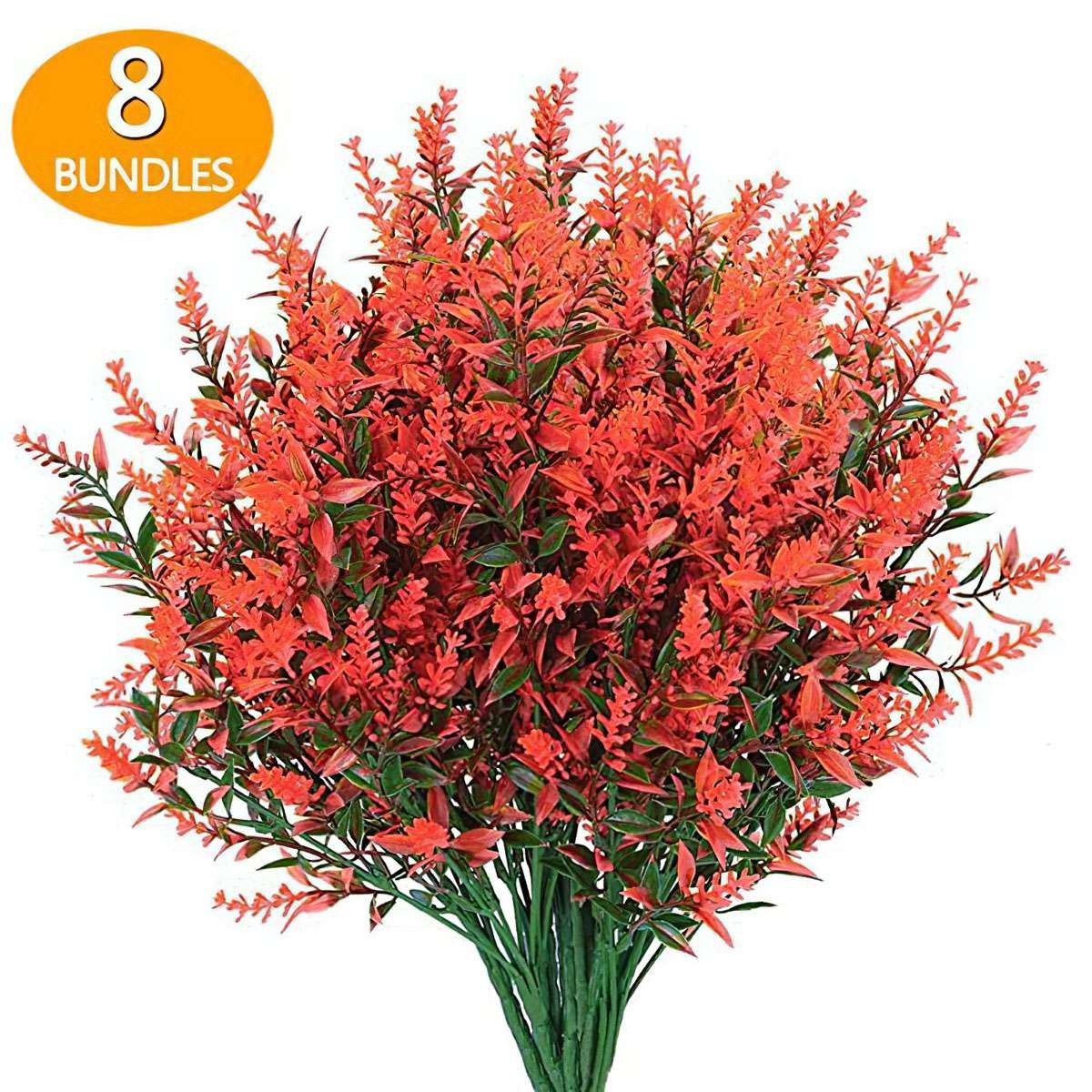 8/16/32 Bundles Artificial Flowers Fake Plants UV Resistant Flower Home Outdoor