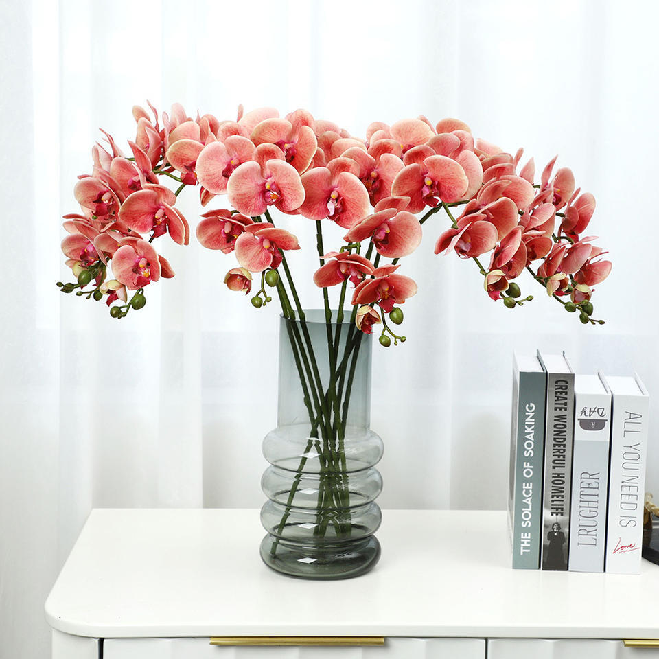 Artificial Orchid Stems Decor with 9 Phalaenopsis Flowers for Home Wedding Decor