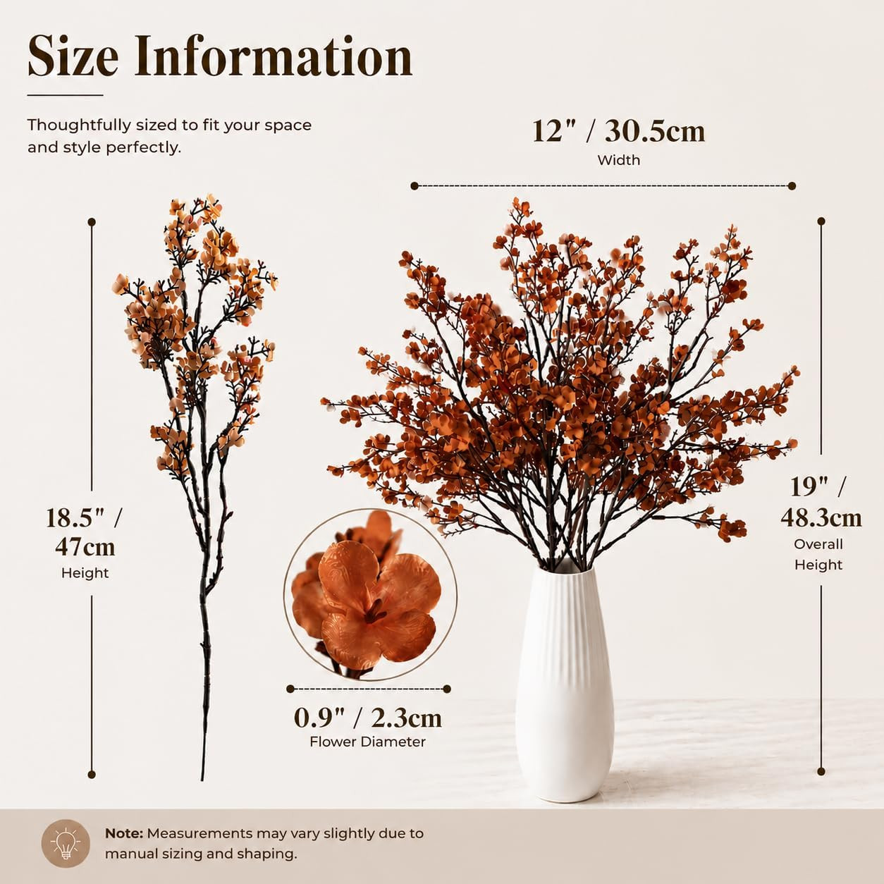 Mandy’S 6 Bundles Artificial Burnt Orange Baby’S Breath Flowers | 18.5 Inch Silk