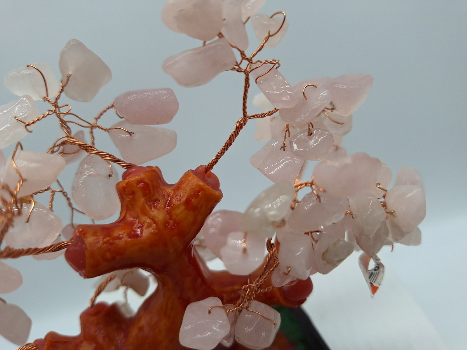 Bonsai Tree Natural Rose Pink Quartz Crystal 6 inches tall Money Tree