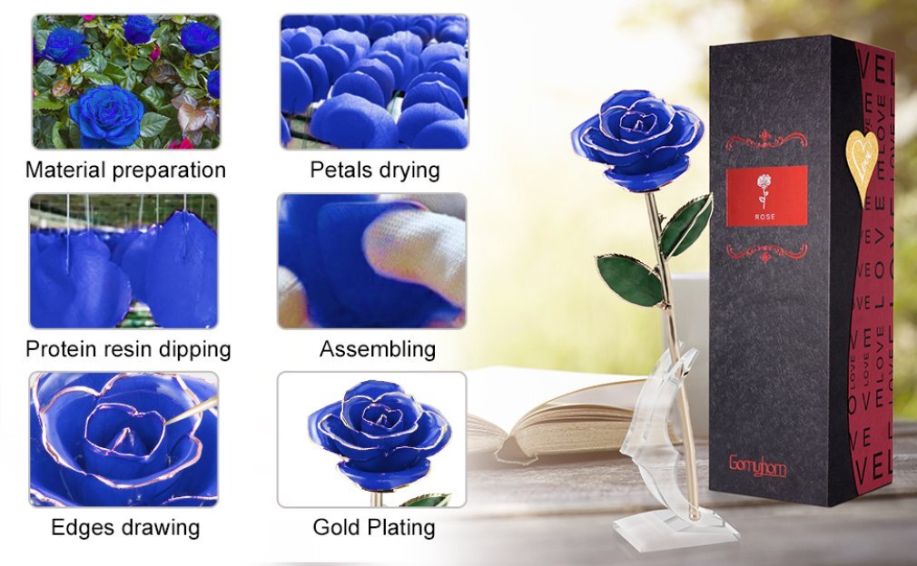 24k Real Dipped Rose Gold Rose Portable Gold Dipped Rose Artificial Rose M4