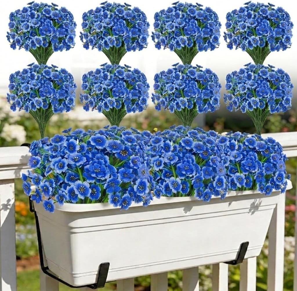 24 Bundles UV Resistant Artificial Flowers, Outdoor Indoor Orange Decor