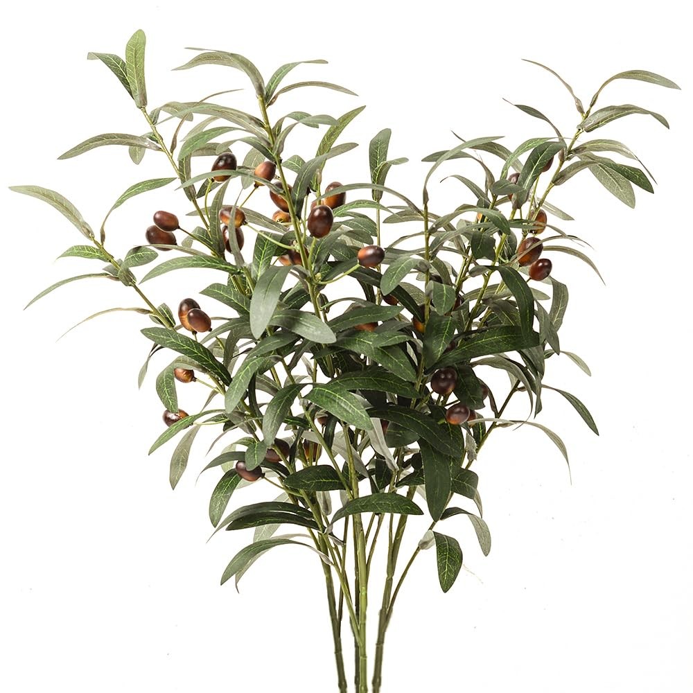 Artificial Olive Branch Stems 30in Farmhouse Decor Vase Filler Greenery 3pc