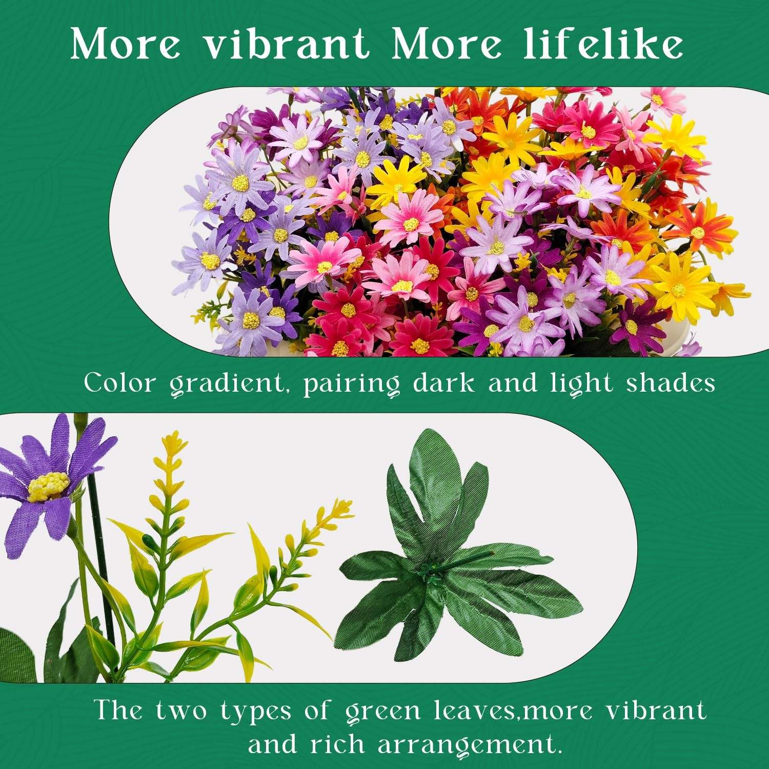8 Bundles Artificial Daisy Flowers for Outdoors UV Resistant Faux Silk Colorf…