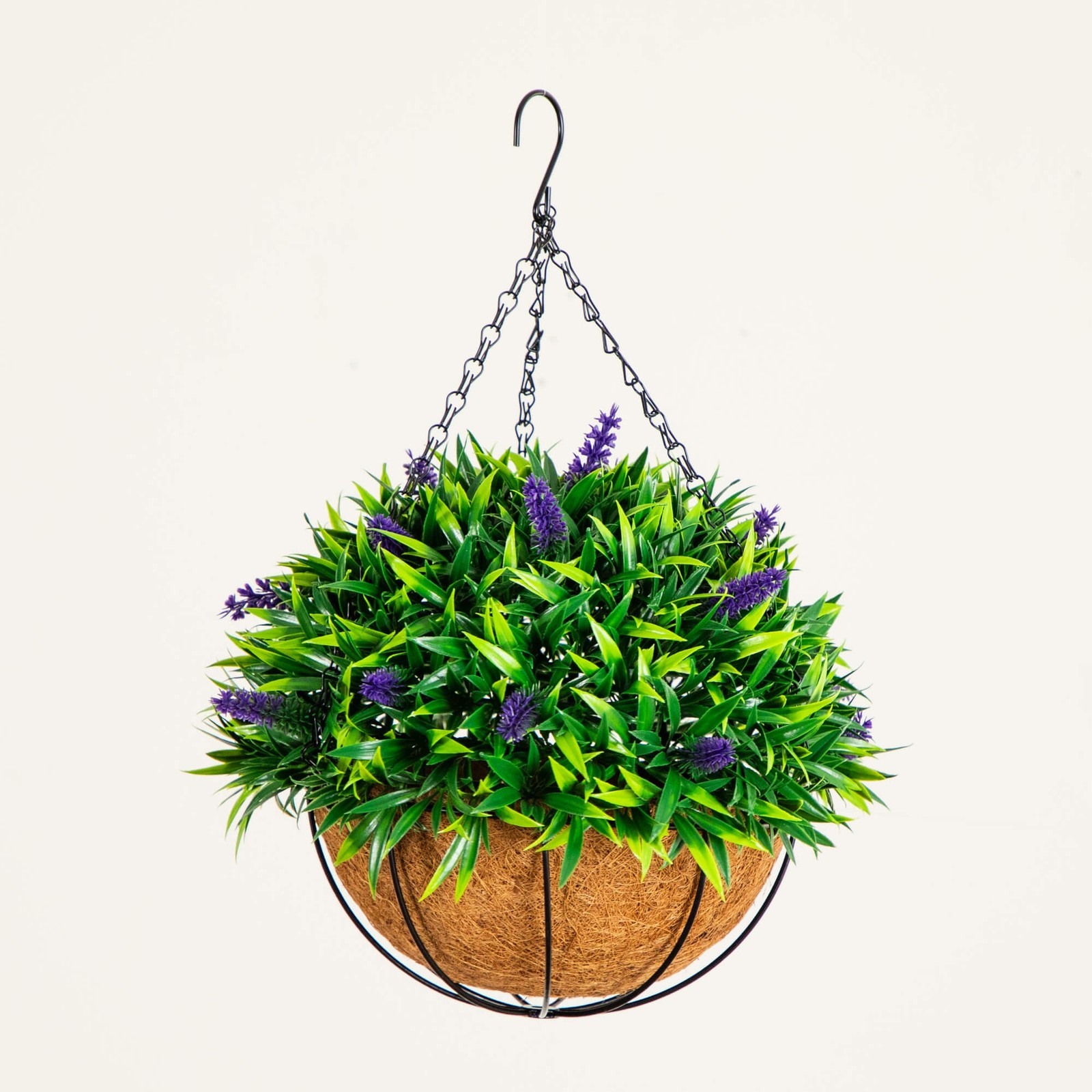 Nearly Natural 18″ UV Resistant Artificial Lavender Hanging Basket