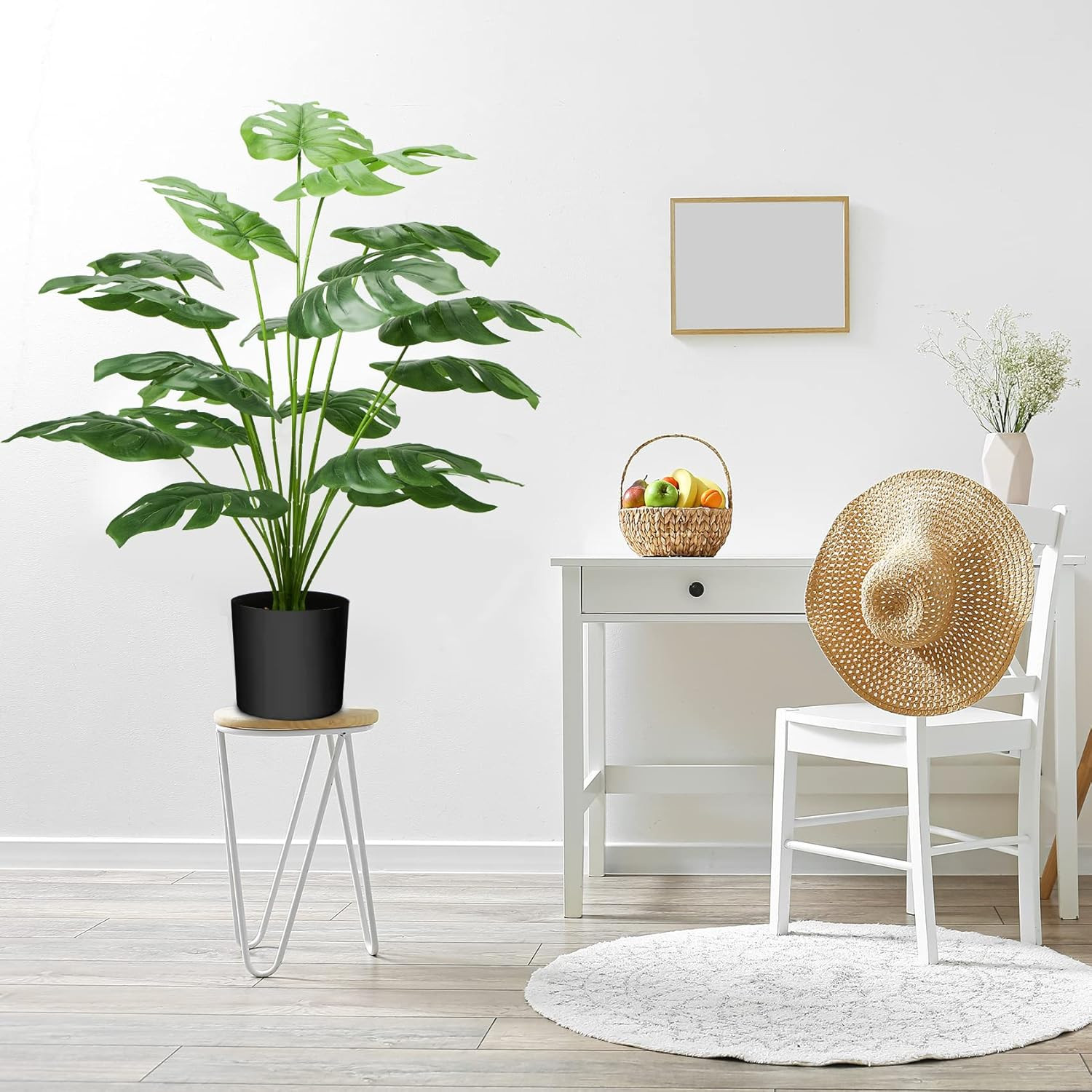 Guheake 28″ Fake Plants Large, Artificial Floor Faux Monstera Plant with Planter