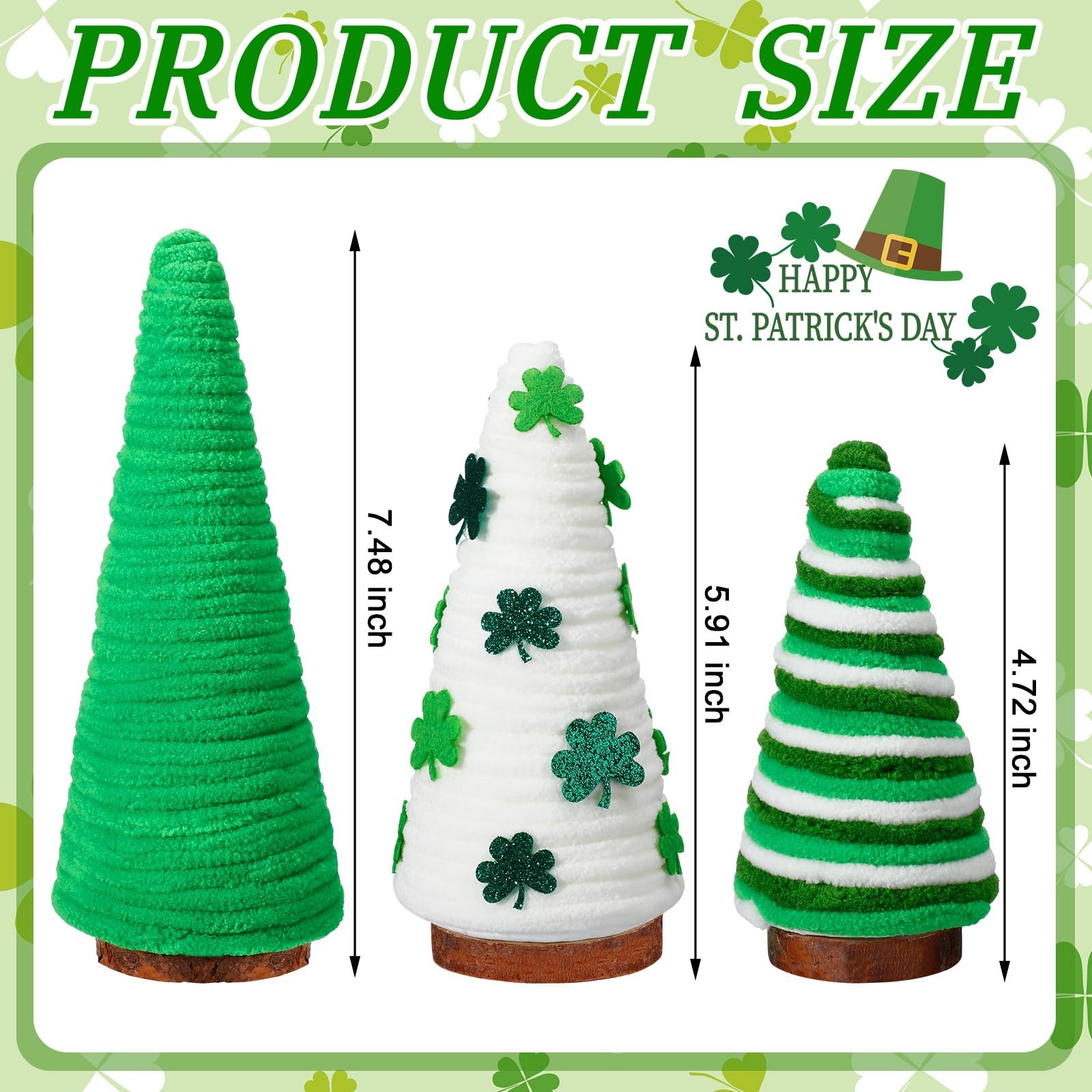 3 Pcs St. Patrick’s Day Tree Table Decorations Yarn Wrapped Mini Trees Green St.