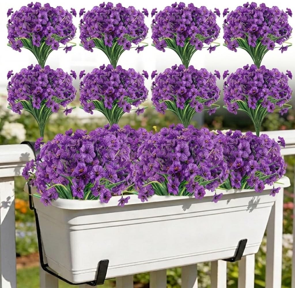 24 Bundles UV Resistant Artificial Flowers, Outdoor Indoor Orange Decor
