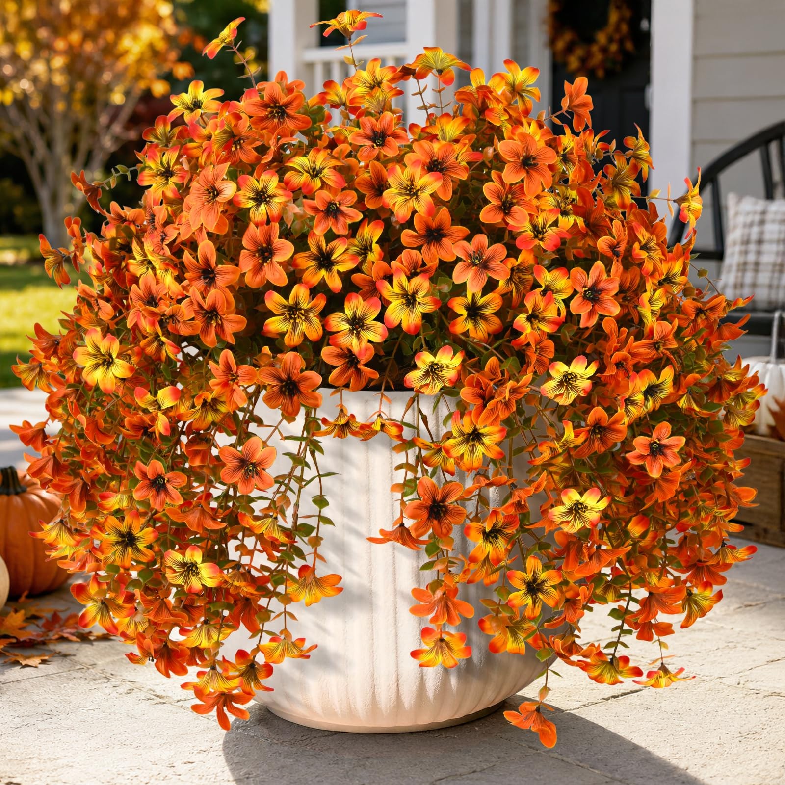 Artificial Hanging Flowers for Outdoors, 2 Pcs Fake Hanging Plant Fall Decora…