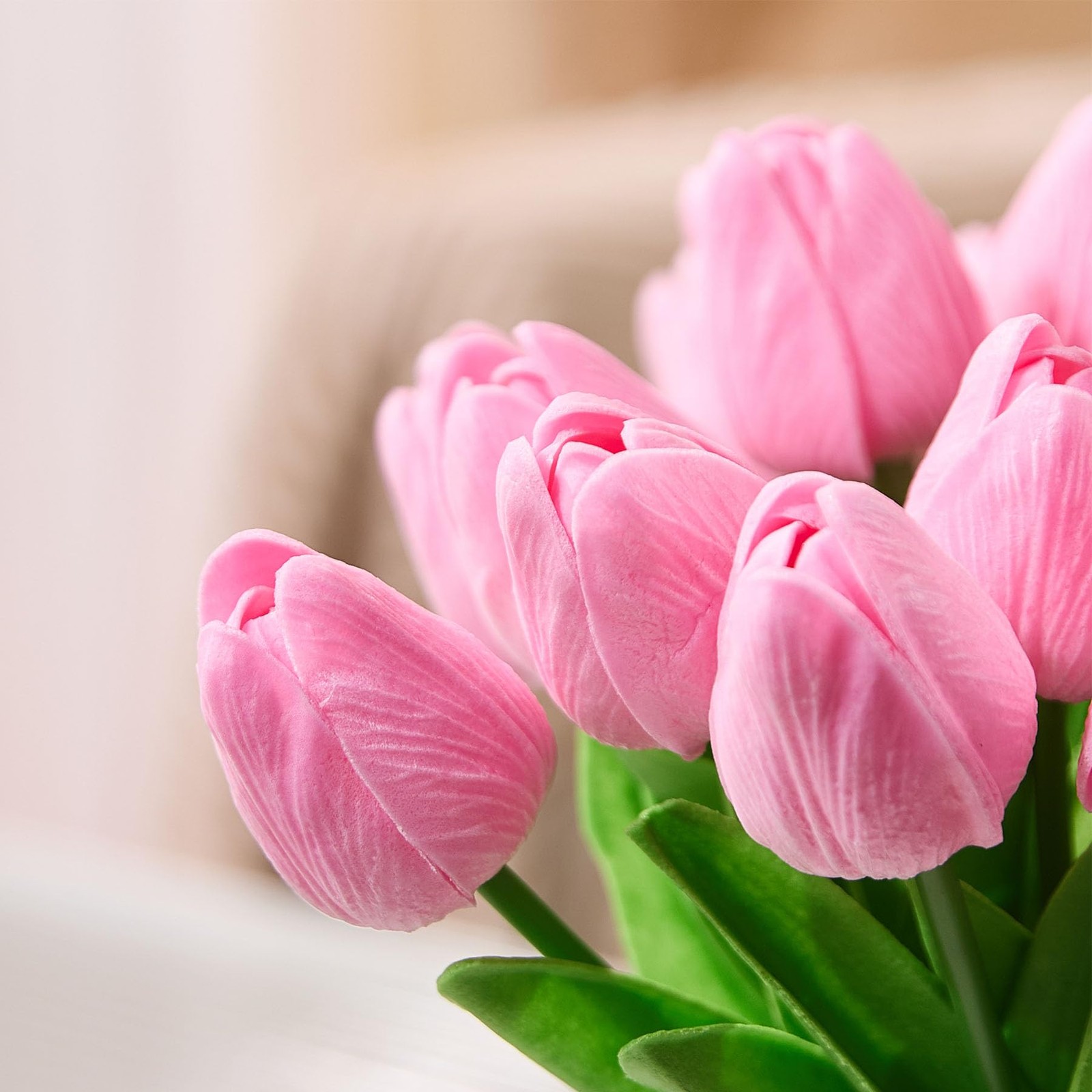 30 PCS Pink Artificial Tulip Fake Real Touch 13 Inch Silk Flower Wedding Party
