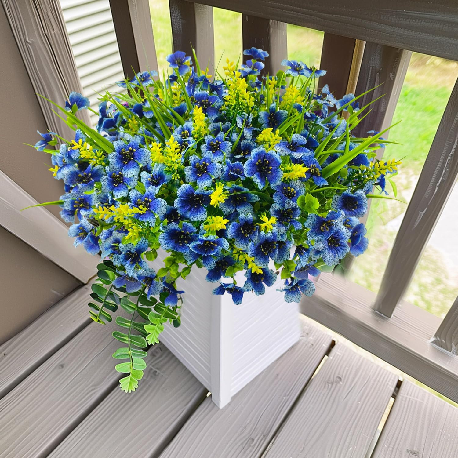 8 Bundles Artificial Flowers Outdoor Silk Fake Plants UV Resistant Faux Plastic