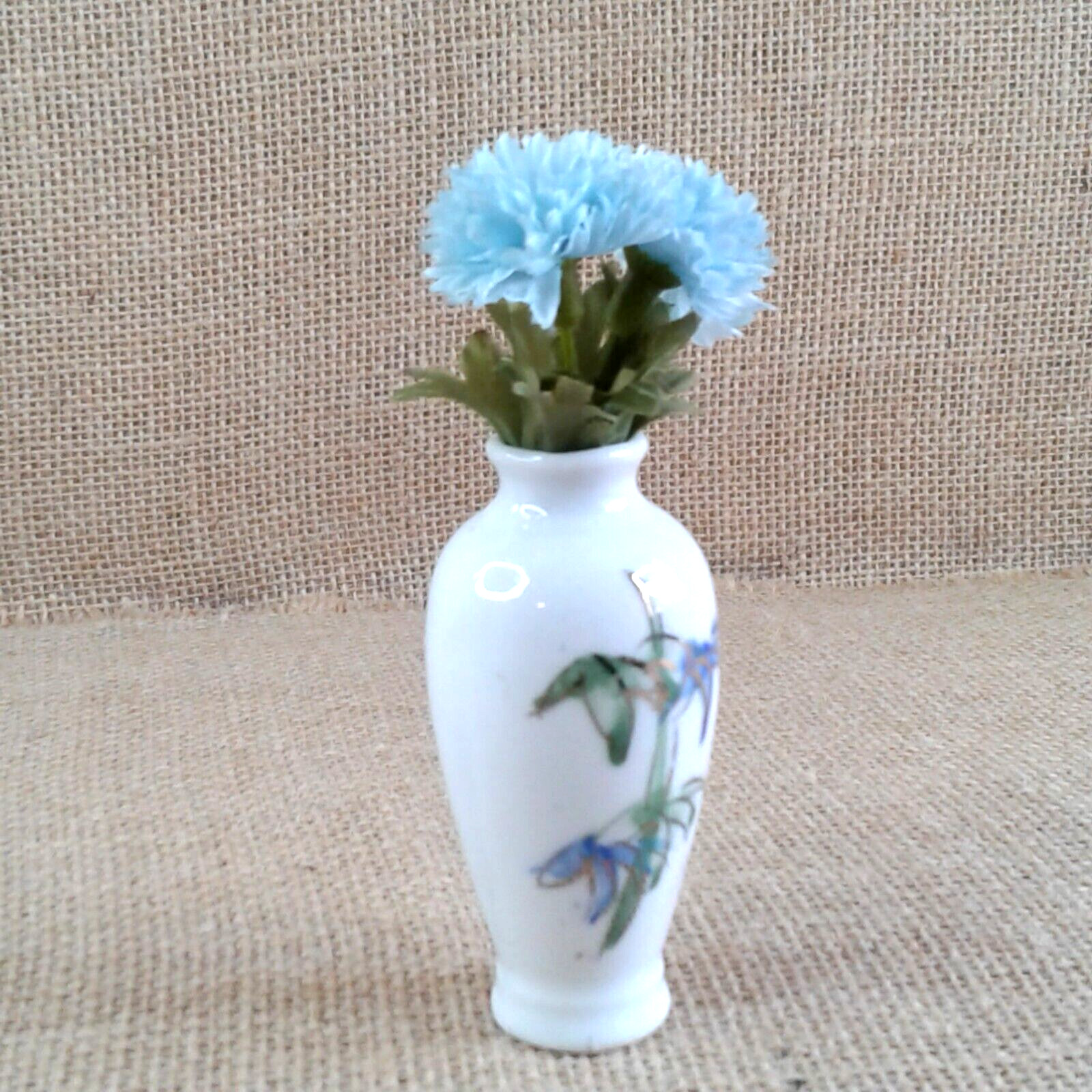 Soft Blue Floral Decor Original Porcelain Vase Country Chic Special Gift 1445