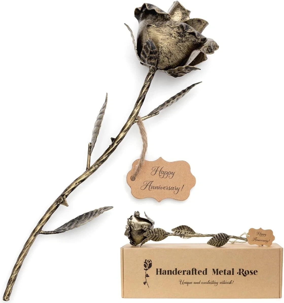 8 Year Gifts Metal Rose 8th Anniversary for Her Bronze Gift Everlasting Rose f