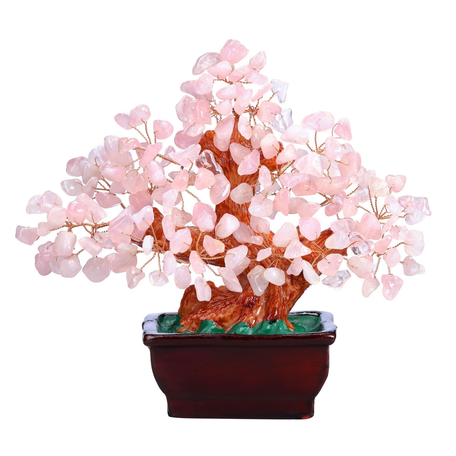 Árbol del dinero cristal cuarzo rosa natural Feng Shui, bonsái cristal curativo