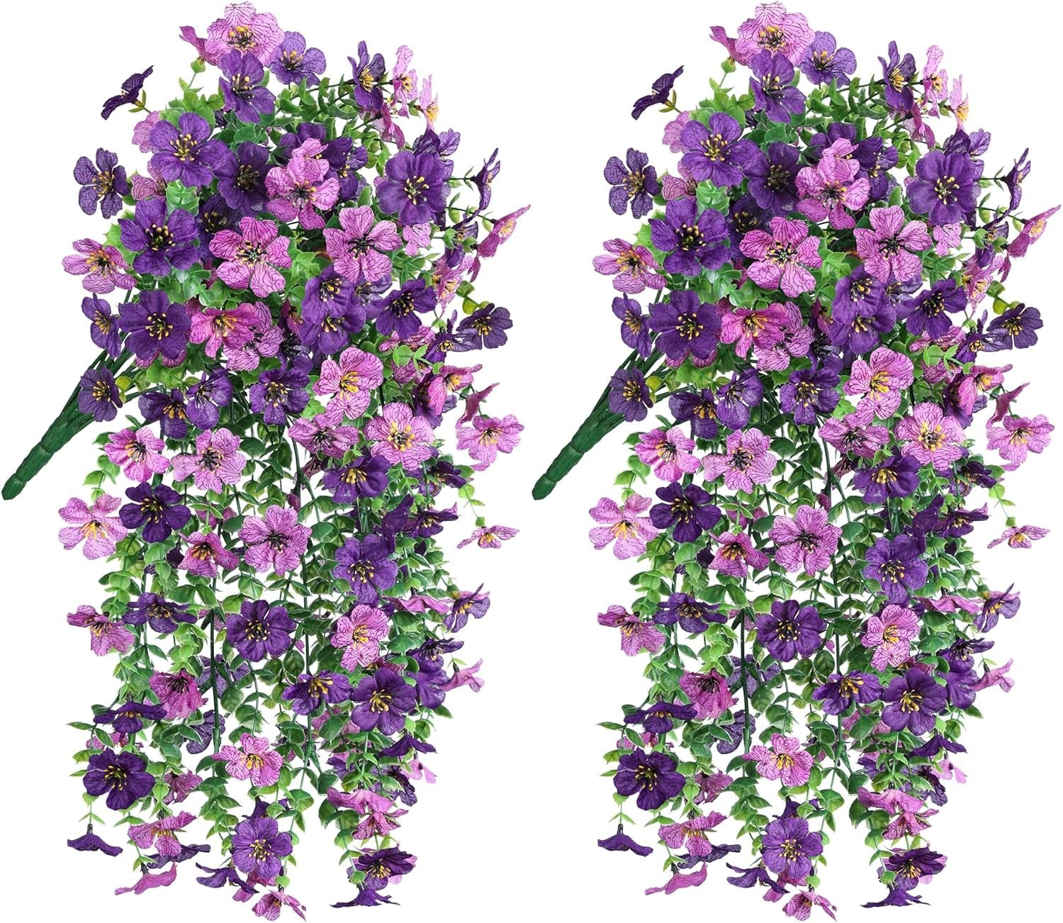 Artificial Flowers for Outdoors Decoration, 2Pcs Dark Purple and Purple Fake …