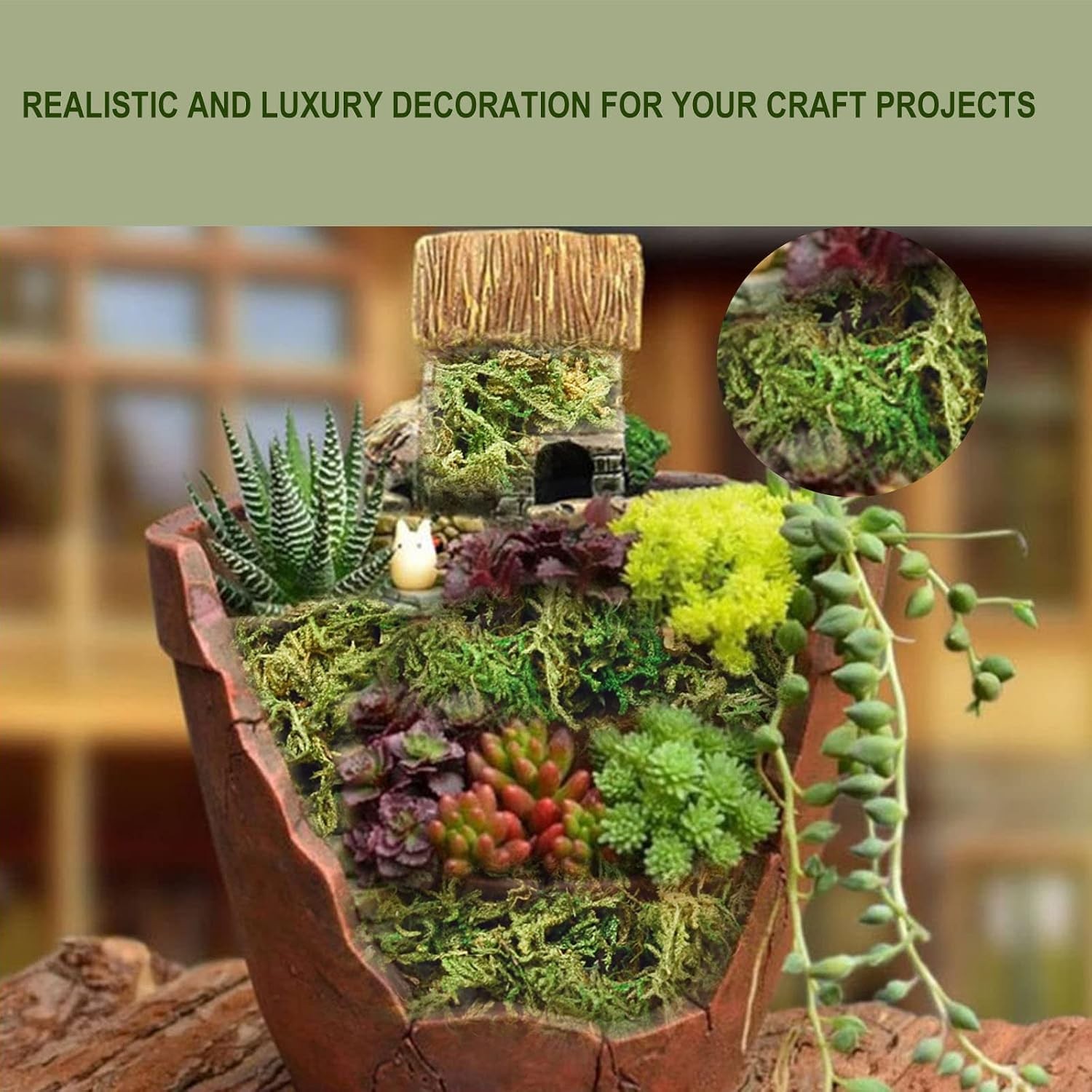 Fake Moss Artificial Moss for Potted Plants Greenery Moss(4OZ) Home Decor Fairy
