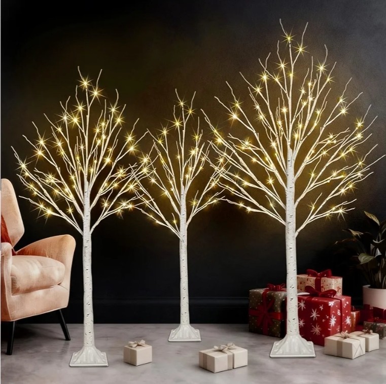 Set of 3 Lighted Birch Tree 4FT 5FT and 6FT, Higher Size, Timer Function…