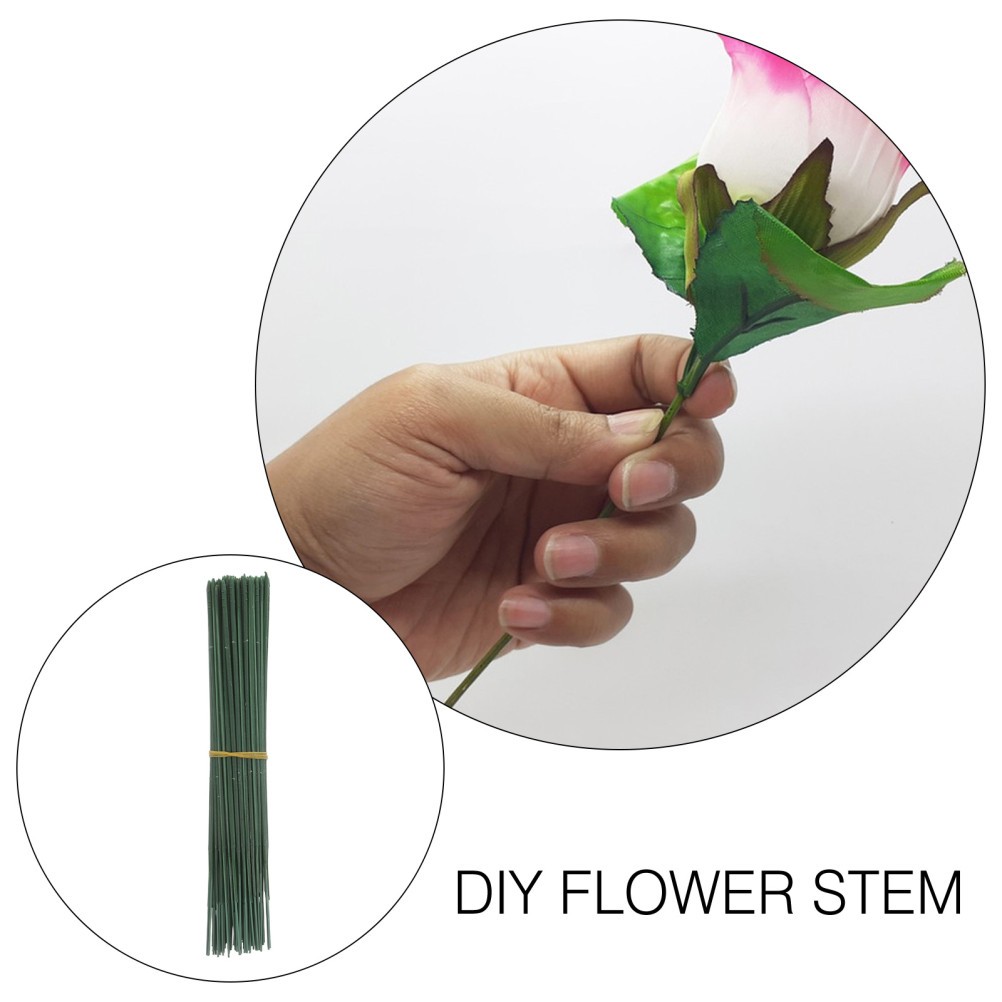 Flexible Green Floral Wire Stems 100Pcs for Crafting Artificial Flowers Home Use
