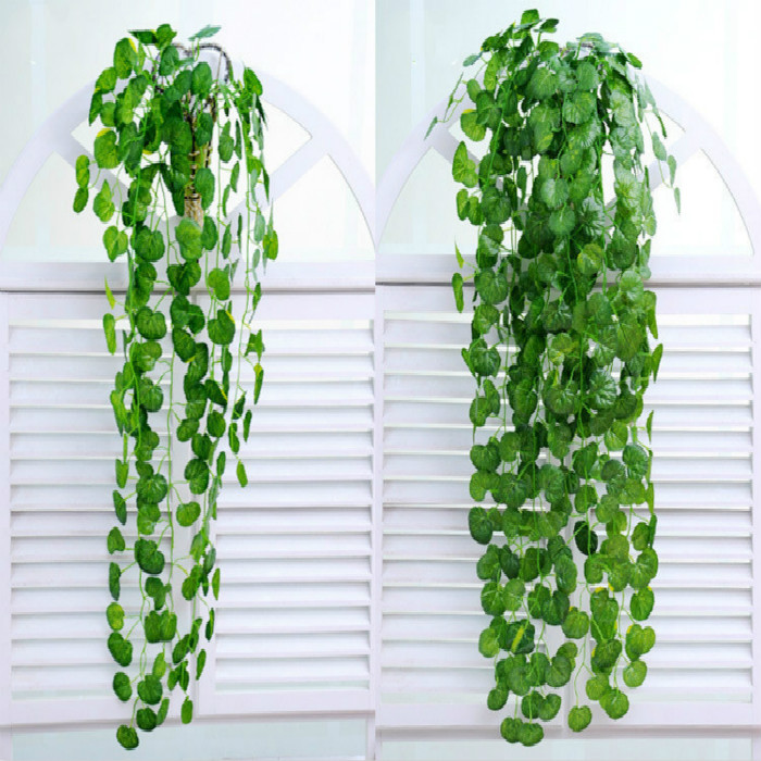 2 X Artificial Ivy Leaf Hanging Garland Plant Fake Foliage Festival Adorn Green