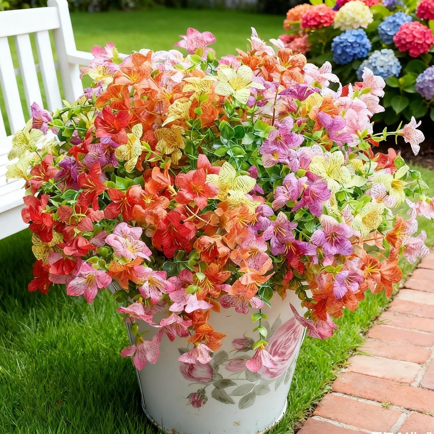 Durable and UV Resistant 12 Bundles of Faux Flowers for Timeless Outdoor Beauty