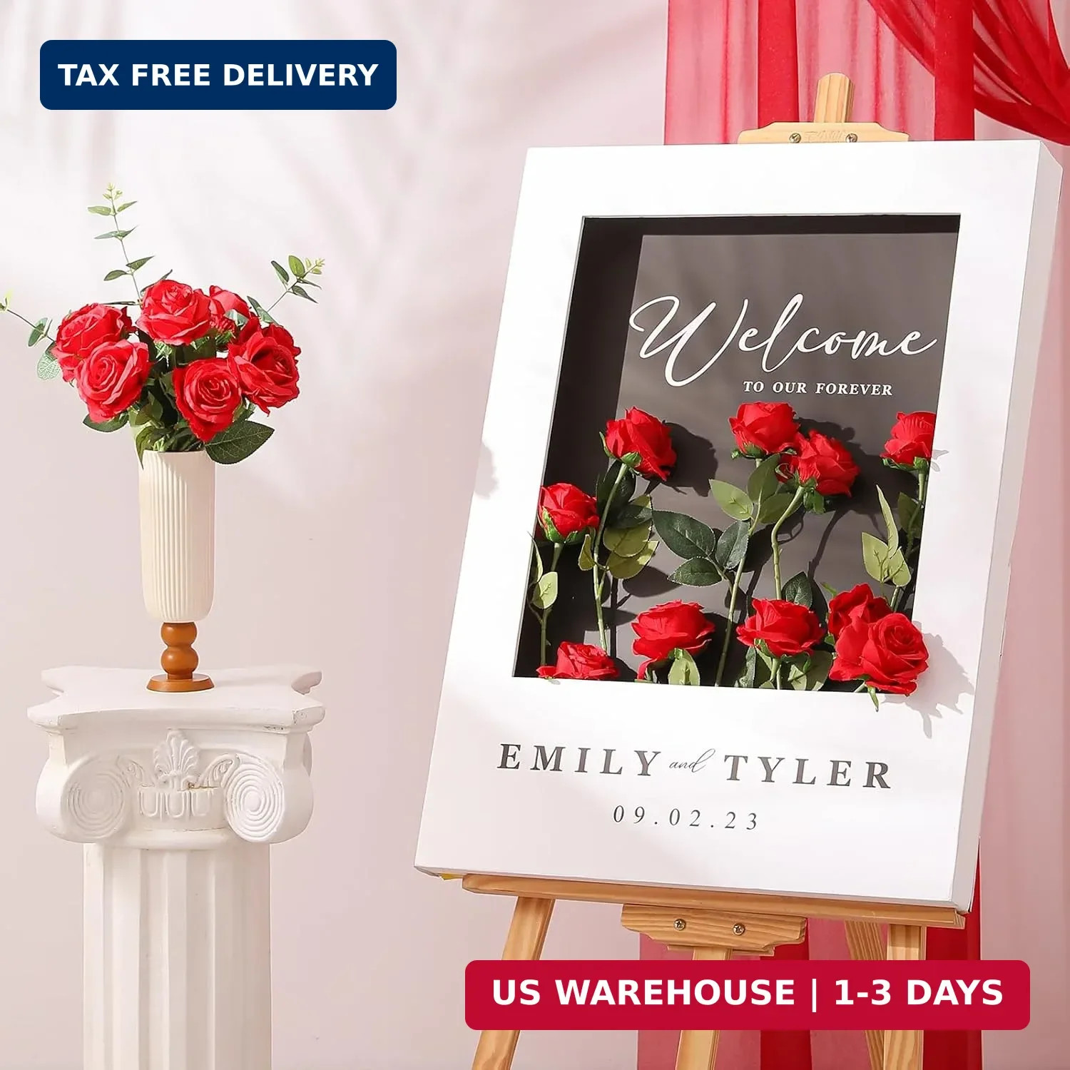 Hawesome 12PCS Artificial Silk Flowers Realistic Roses Bouquet Long Stem for Hom