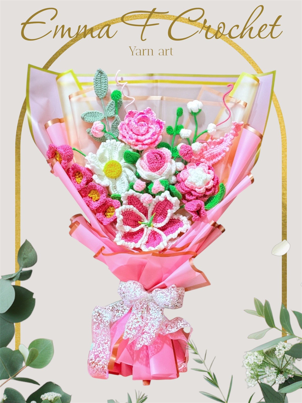 🌸 The Everlasting Pink Dream Crochet Bouquet! 💖