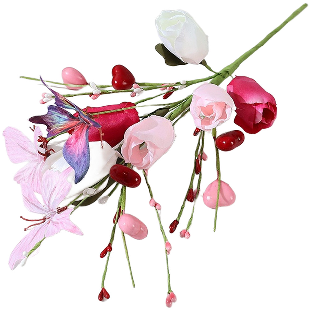 Silk Butterfly Bouquet Pink White Decor Delicate Silk Petals Sturdy Wire Stems