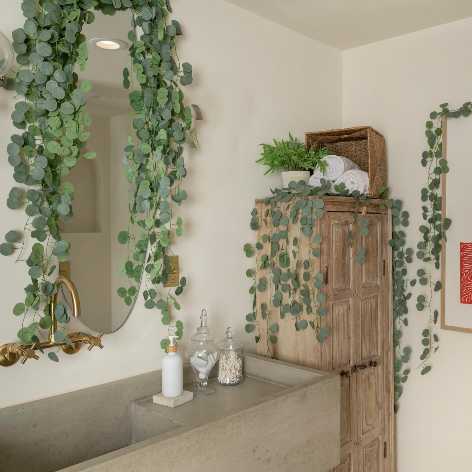 14 Pack Eucalyptus Garland, Artificial Greenery Garland Spring Faux Eucalyptu…