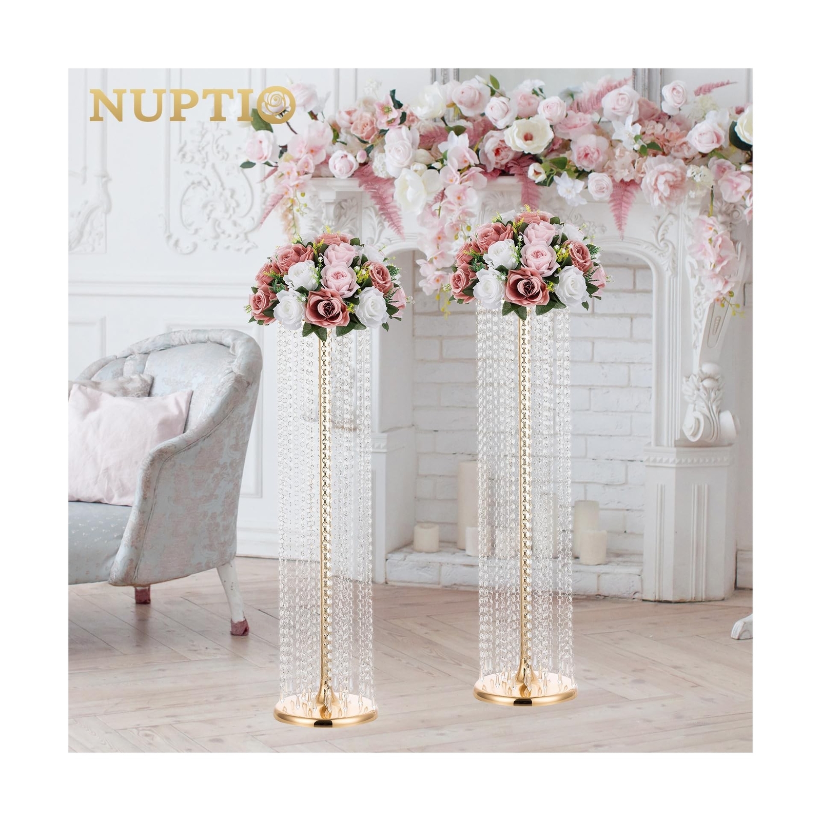 NUPTIO Large Flower Balls for Centerpieces – 10 Pcs 13.8in Diameter Dusty Ros…