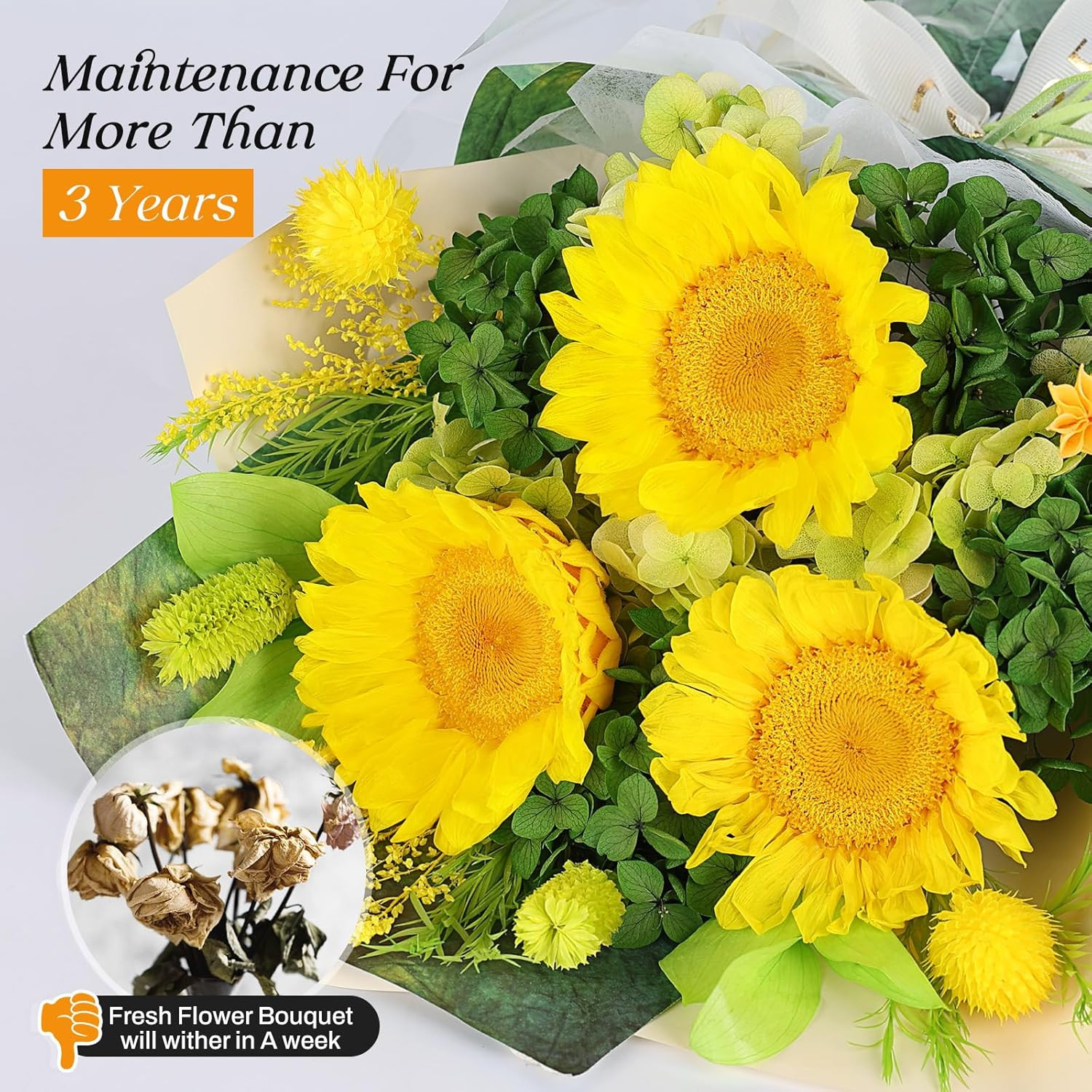 Preserved Sunflower Bouquet – Forever Flowers for Delivery, Long-Lasting Flower