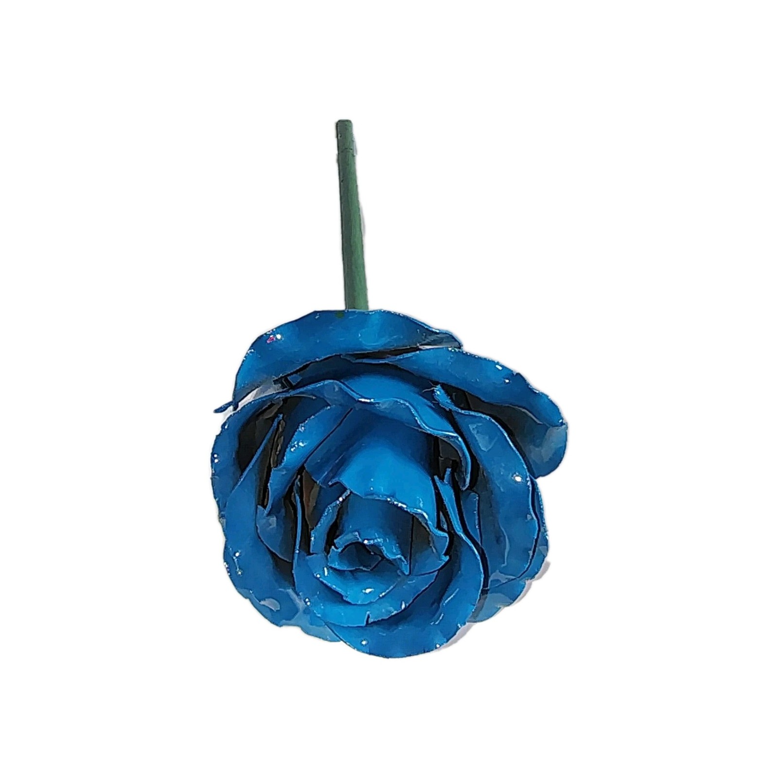 HandCrafted Blue Metal Art Rose Stem 10.5″ Decor