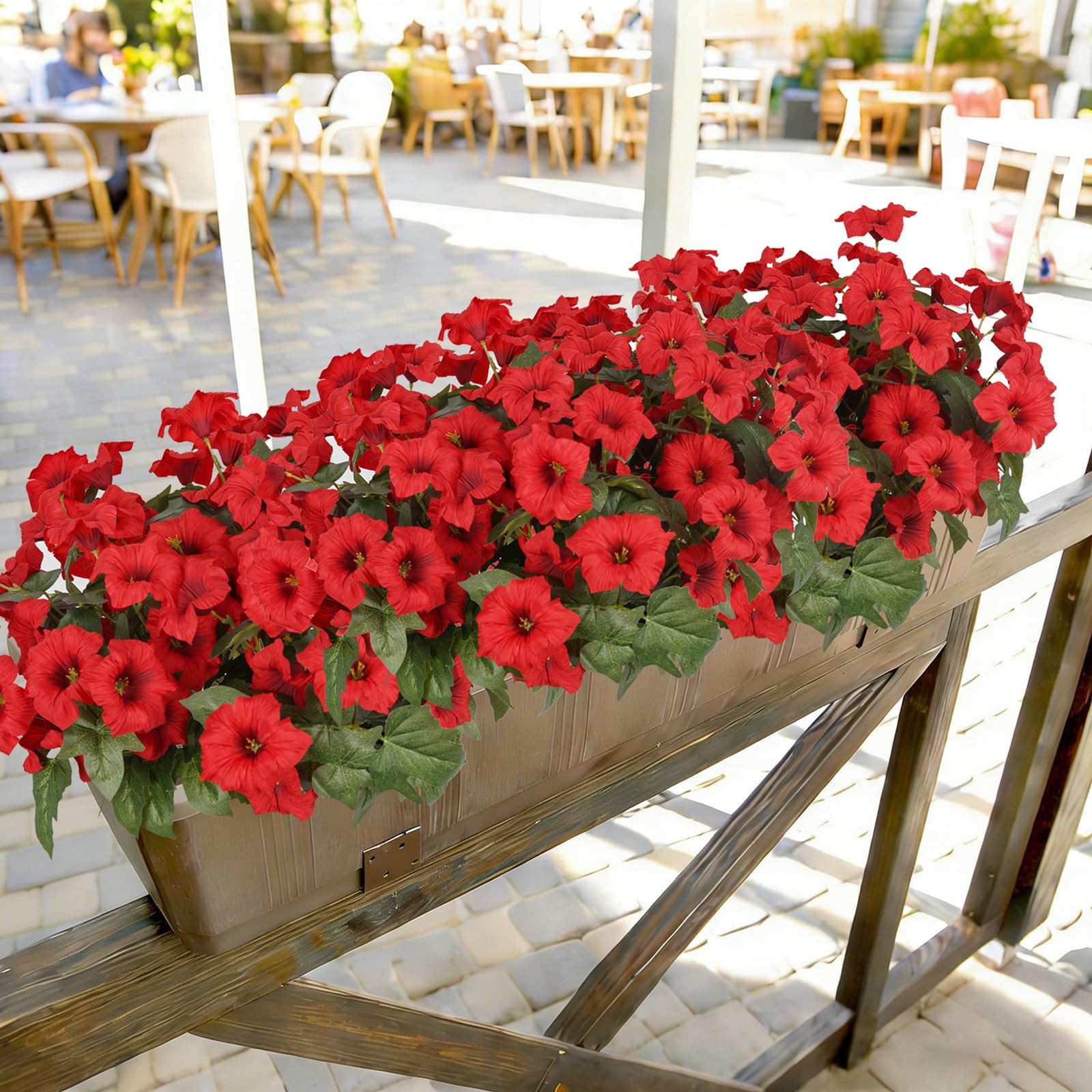 Artificial Flowers for Outdoors, Faux Petunias Spring Summer Decoration, Fake…