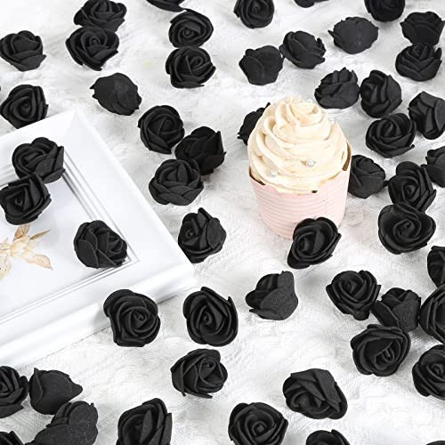 Mini Foam Rose Heads 500PCS Black Artificial Flowers for DIY Crafts Wedding