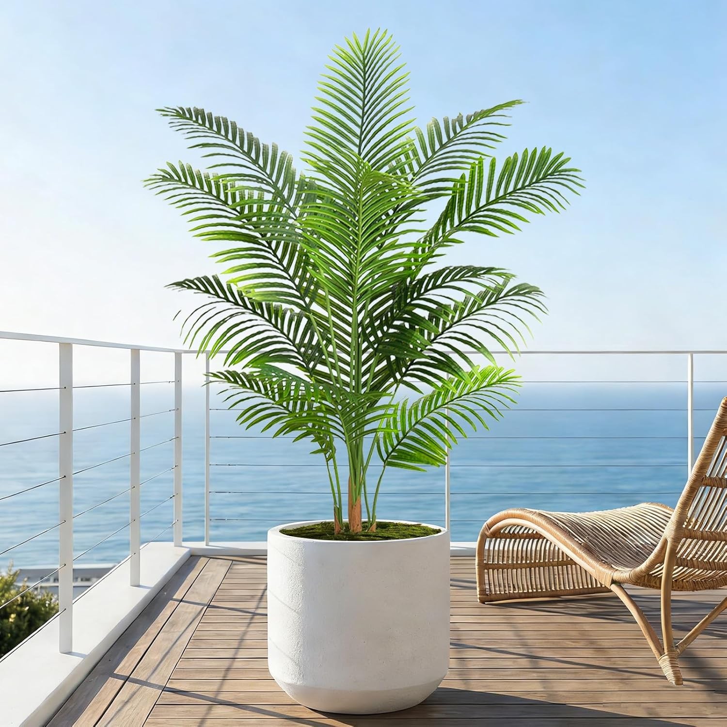 Artificial Tall Tropical Palm Tree Indoor Plant 5FT in Pot, Real Bark for home