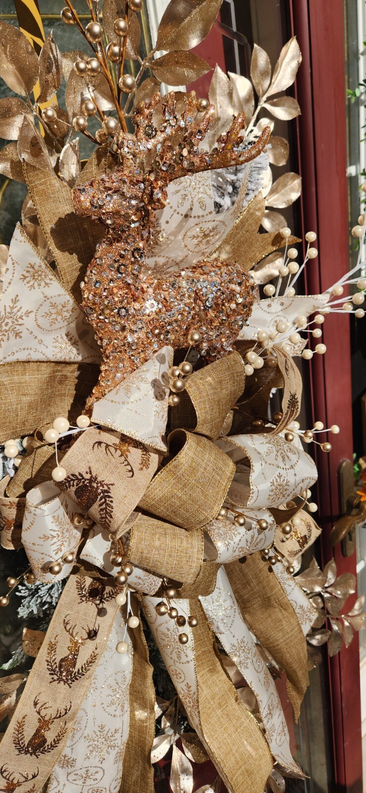 🎄Rustic Christmas Elegant Golden Holiday Door Decor Hunters Wreath