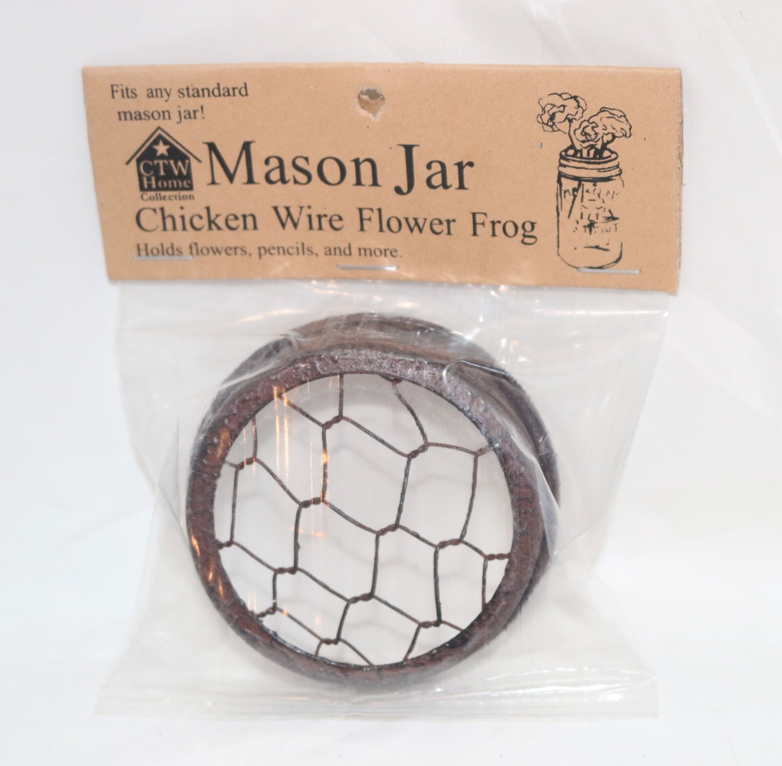 Colonial Tin Works Mason Jar Lid Flower Frog Brown Wedding Garden Home Decor CTW