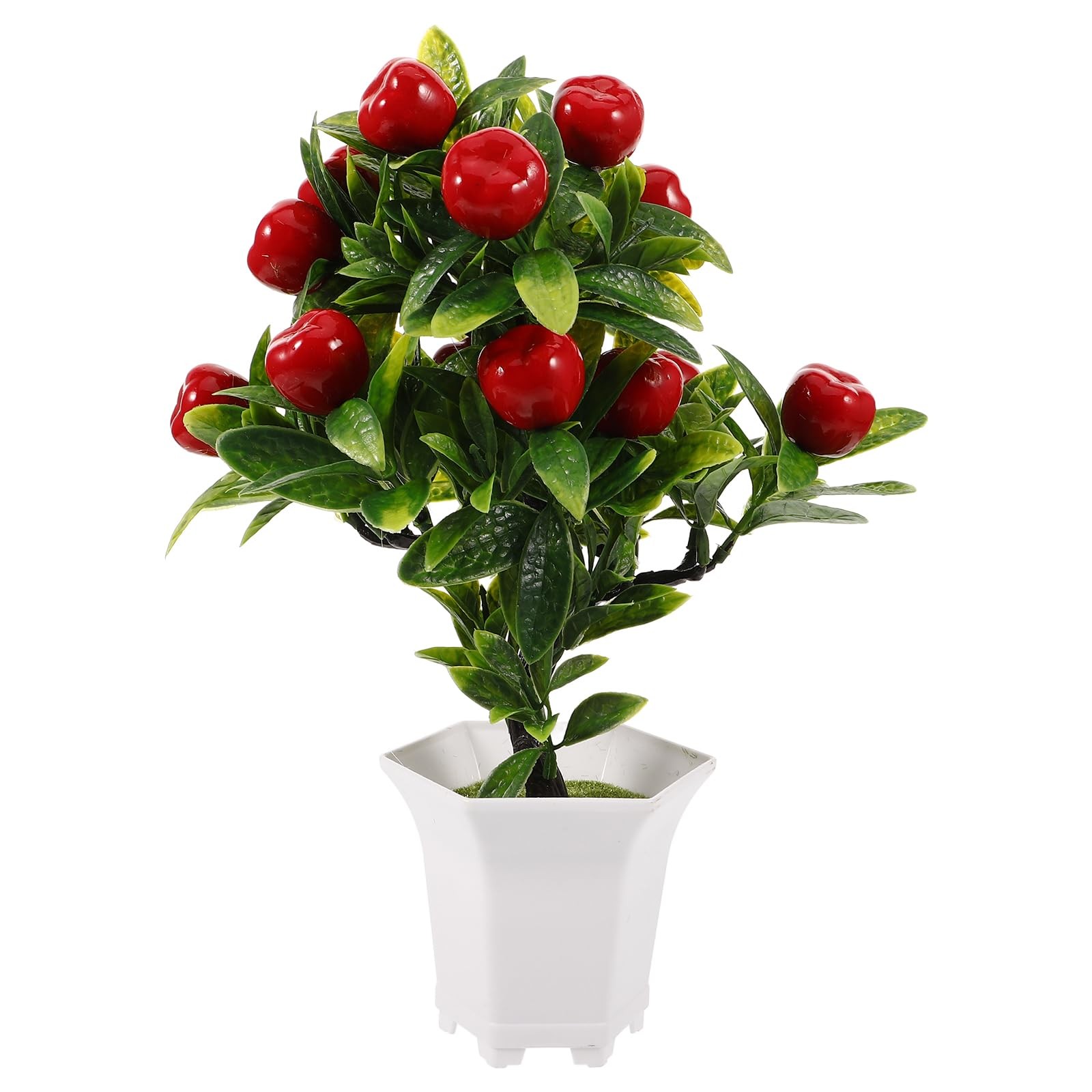 Simulated Apple Ornaments Faux Apples Artificial Fruit Tree Decor with Pot fo…