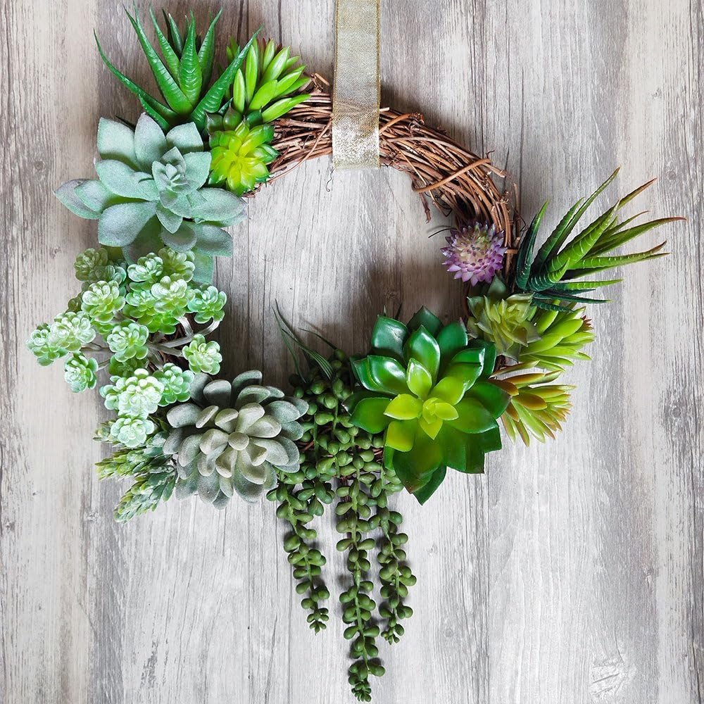 Winlyn 6 Pcs Unpotted Fake Succulents Assorted Faux Succulent in Different Green