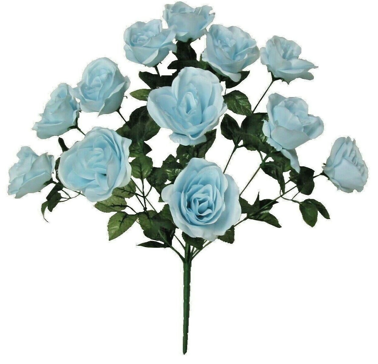 Light Blue 12-4″ Rose 21″ Bush Silk Flower Home Outdoor General Decor Craft