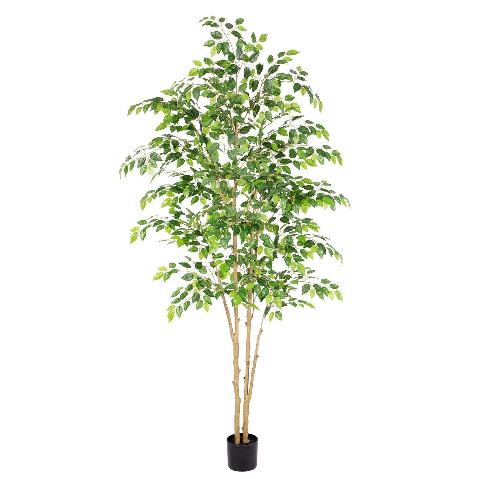 Tall UV Resistant Ficus Tree Artificial，7ft(84in) Realistic Texture Potted Fa…