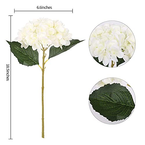 Hydrangea Artificial Flowers – 6pcs Faux Hydrangea Flowers, Fake Flowers White