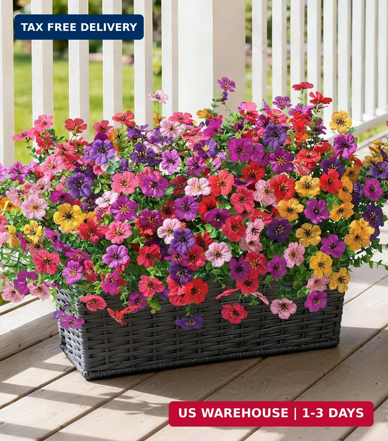 Ivydale Artificial Flowers for Outdoor 24 Bundles Fake Mums with Eucalyptus Leav