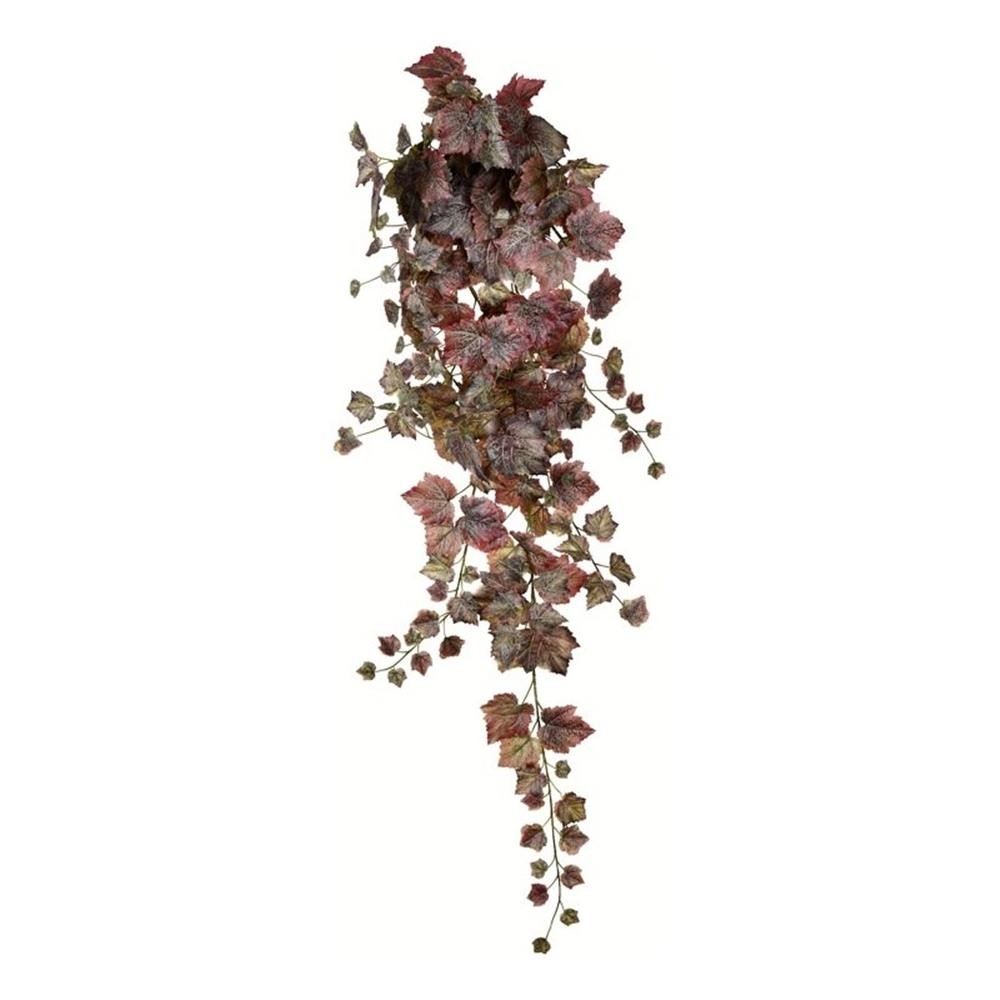 Vickerman 51″ Fabric Artificial Grape Leaf Ivy Hanging Bush in Burgundy Red