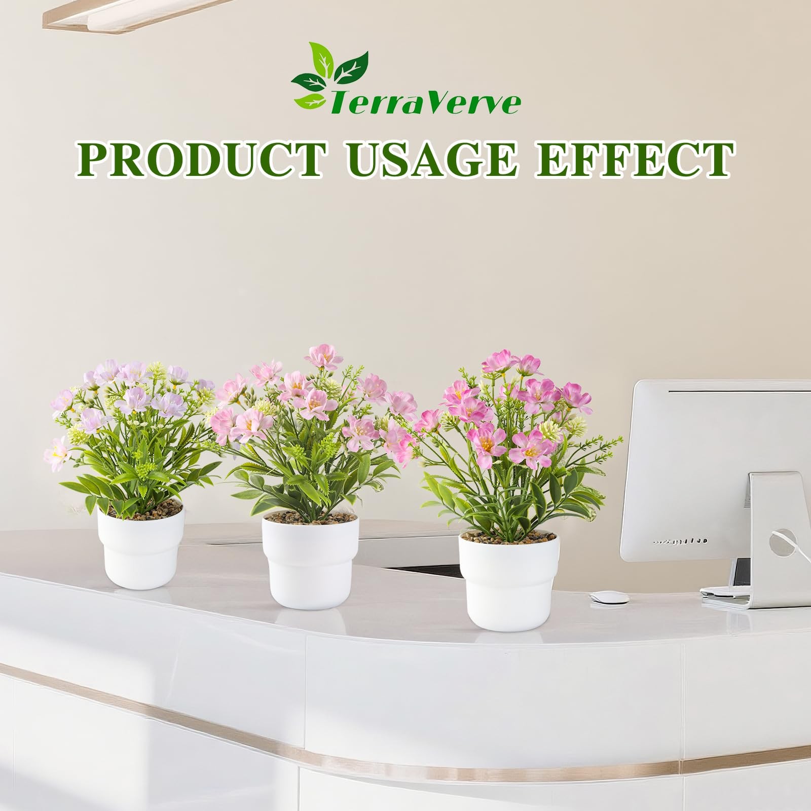 3-Piece Artificial Table Plant ， Lifelike Indoor Plants for Home, Office, Bed…