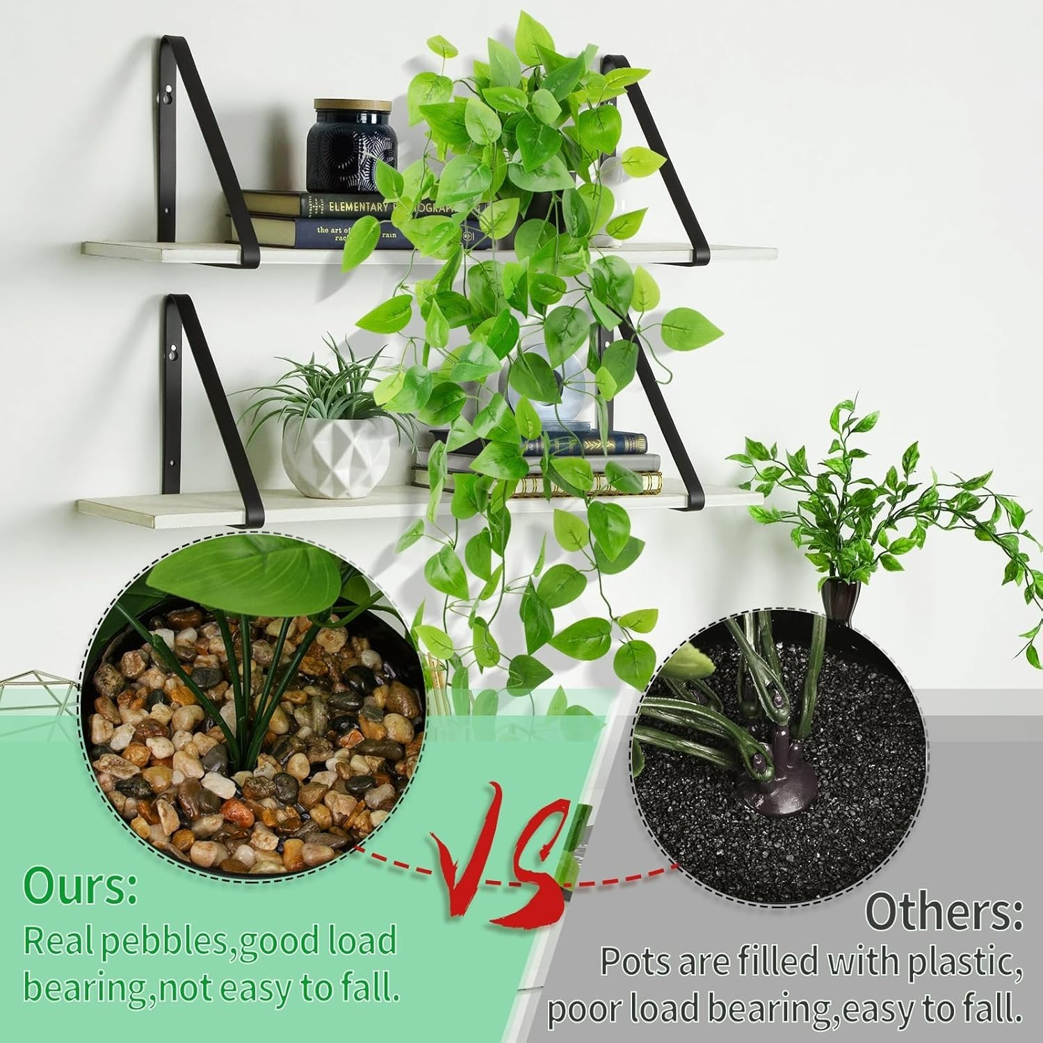 Compact 39in Faux Pothos Hanging Plant for Effortless Indoor/Outdoor Aesthetic